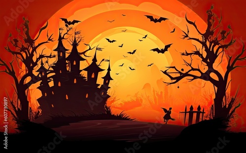 halloween background For posters  banners  eerie landscapes of night fantasy forests.