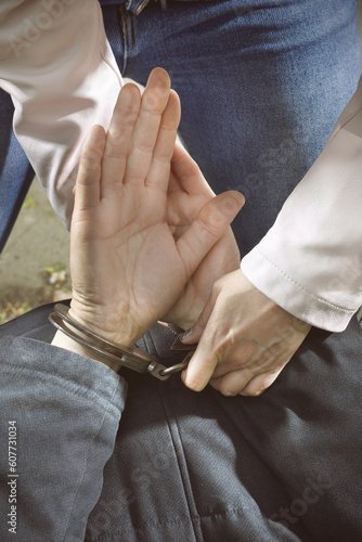 Secret police agent capturing deviant attacker in city park