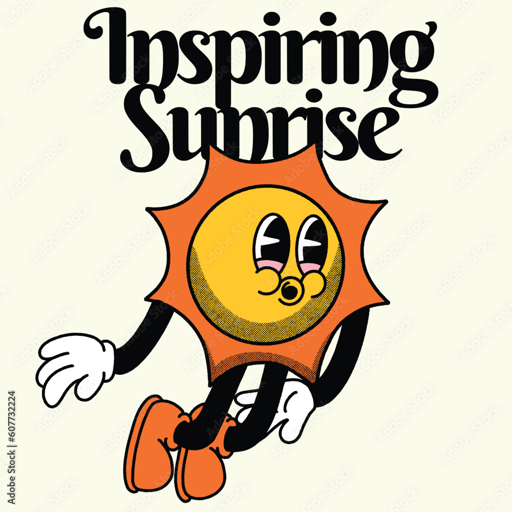 Inspiring Sunrise With Sun Groovy Character design