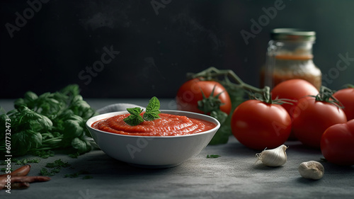 Delicious fresh tomato sauce. Generative Ai