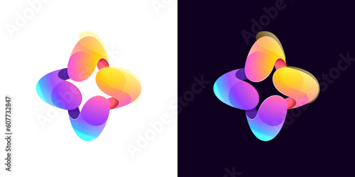 Multicolor fintech logo. Abstract gradient sphere icon. Yin and yang circle emblem. Vector colorful lilac sign.
