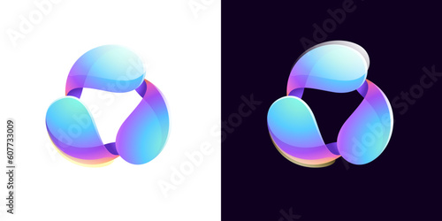 Multicolor fintech logo. Abstract gradient triangle icon. Infinity rotation emblem.