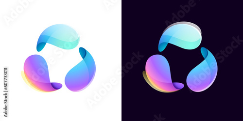 Multicolor fintech logo. Abstract gradient triangle icon. Infinity rotation emblem.