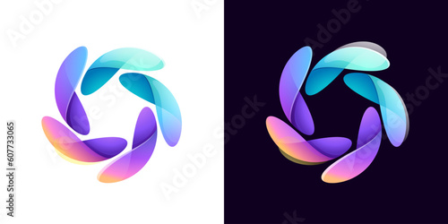 Sphere logo. Yin and yang in circle emblem. Energy protection shield. Vector element.