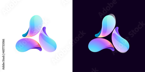 Multicolor fintech logo. Abstract gradient triangle icon. Infinity rotation emblem.