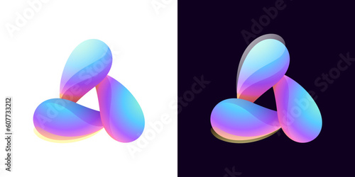 Multicolor fintech logo. Abstract gradient triangle icon. Infinity rotation emblem. Vector colorful triple sign.