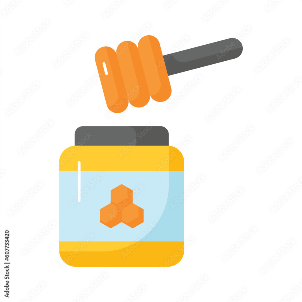 Honey jar with dipper concept vector of honey in modern style, ready to use icon Honey jar with dipper concept vector of honey in modern style, ready to use icon