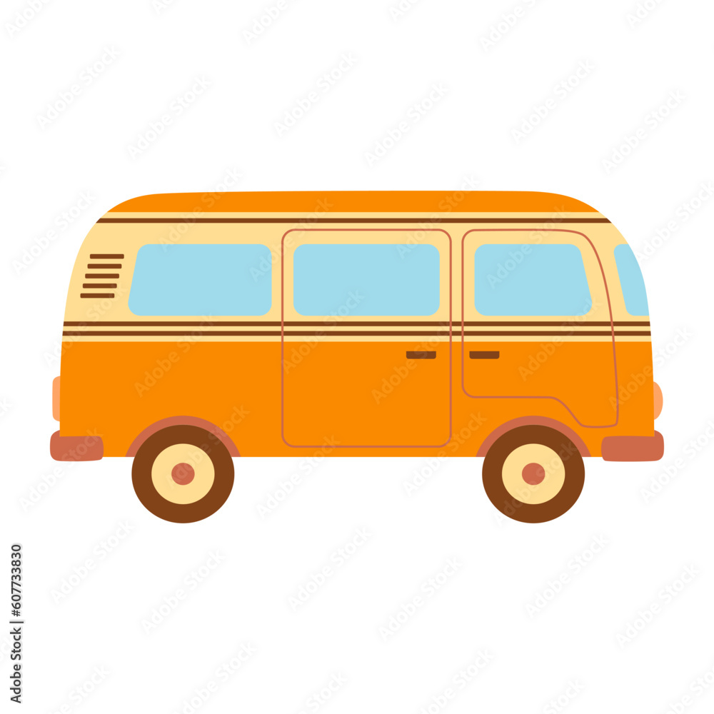 vector illustration with retro travel van isolated