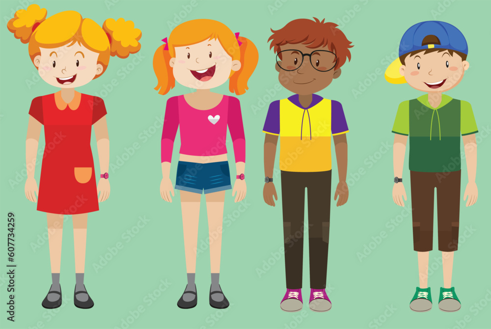 Boys and girls with happy face illustration by the greatest graphics Boys and girls with happy face illustration by the greatest graphics