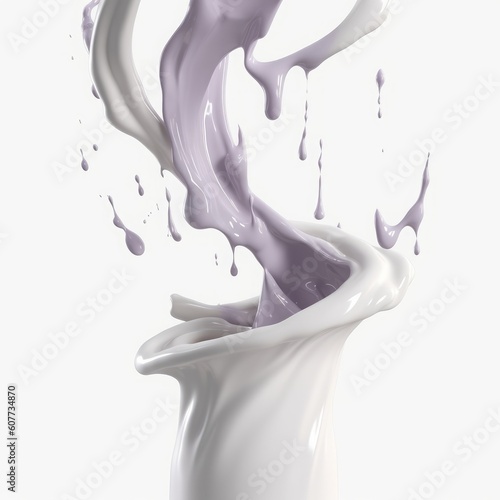 Dairy milk  liquid white paint or Yogurt splash. 3d illustration  Generative AI