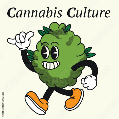 Cannabis Culture With Weed Groovy Character design