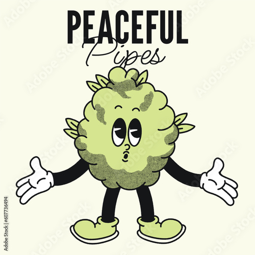 Peaceful Pipes With Weed Groovy Character design