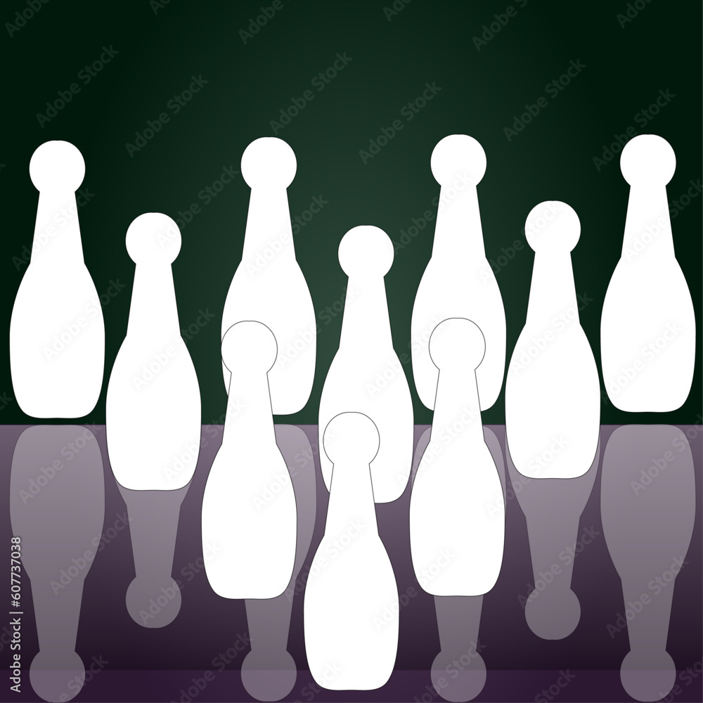 bowling pins on a dark background. vector graphics for illustration or background bowling pins on a dark background. vector graphics for illustration or background