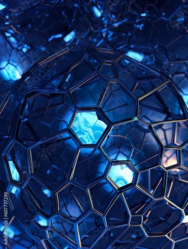 Blue mesh network background Generative AI
