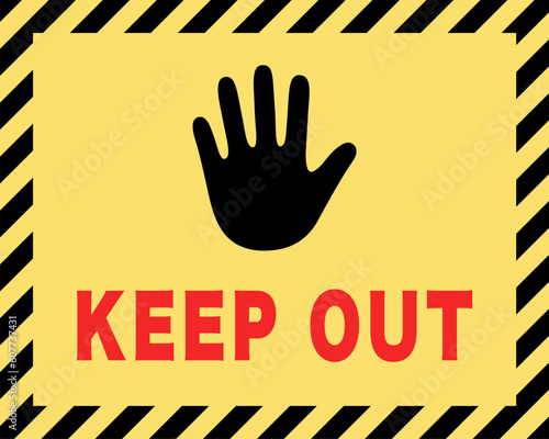 KEEP OUT：注意喚起の案内板　黄色と黒の斜めストライプのフレーム