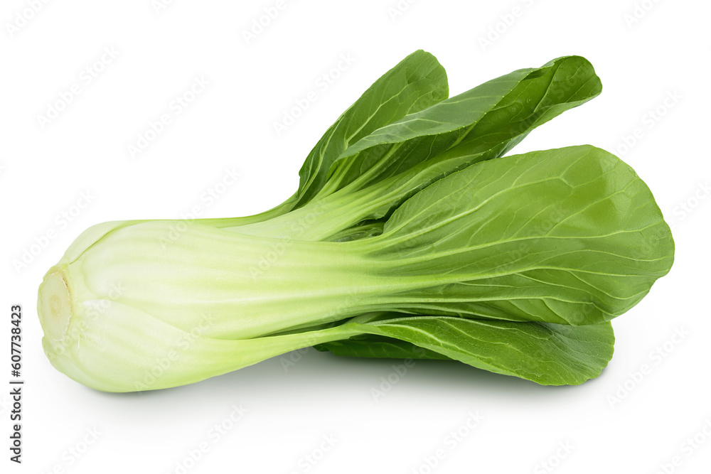 Fresh pak choi cabbage isolated on white background with full depth of field