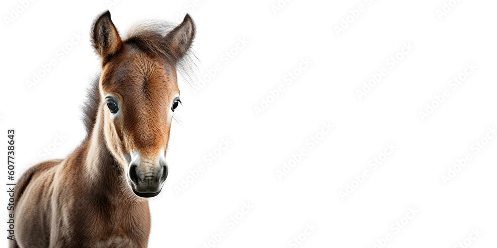 Cute baby horse isolated on a white background. Generative AI Cute baby horse isolated on a white background. Generative AI