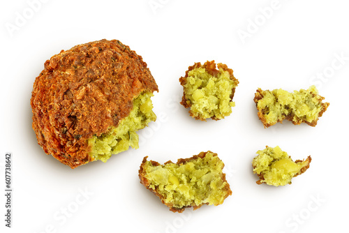 falafel ball isolated on a white background with full depth of field. Top view. Flat lay.