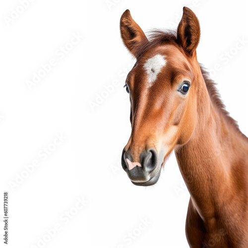 Cute baby horse isolated on a white background. Generative AI