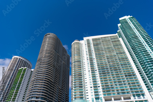 photo of majestic skyscraper architecture building. high skyscraper building on blue sky. © be free