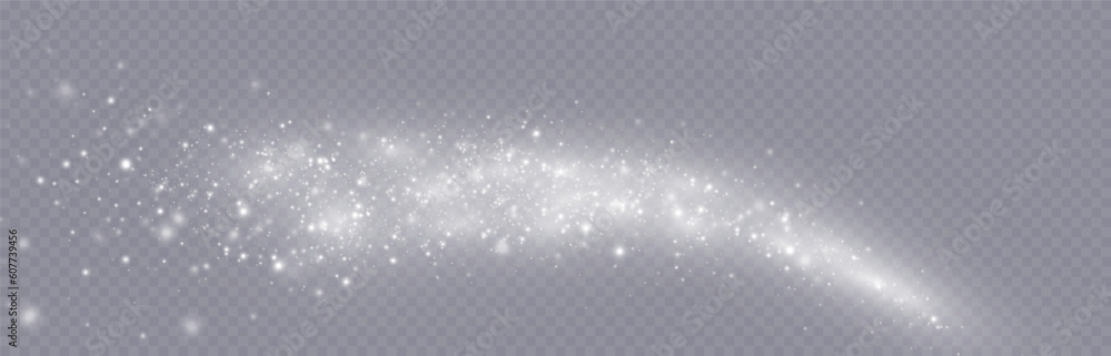 Particles of white magic dust. Shining light particles.Christmas glitter particles. Light effect on a transparent background Particles of white magic dust. Shining light particles.Christmas glitter particles. Light effect on a transparent background