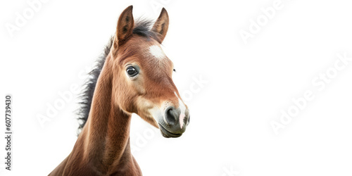 Cute baby horse isolated on a white background. Generative AI © piai