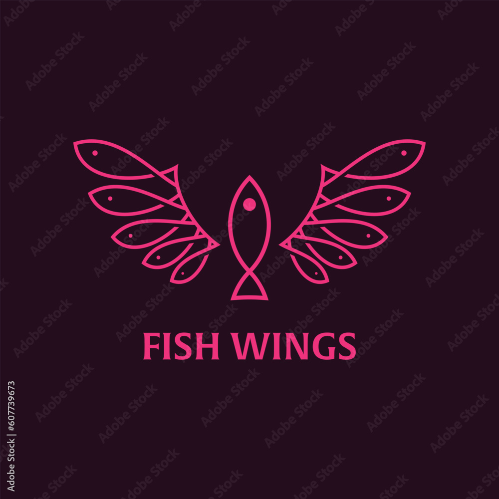Fish Wings Angel Logo Fish Wings Angel Logo