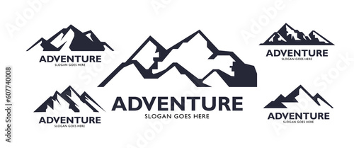Mountain logo, Mountain expedition and rock climbing vector icons.