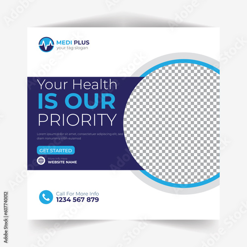 Healthcare marketing social media post template square banners or healthcare flyer 