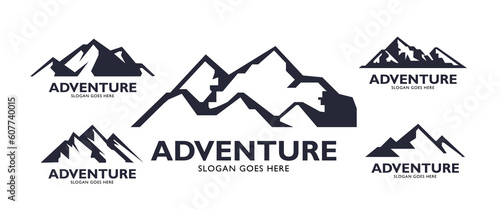 Mountain logo, Mountain expedition and rock climbing vector icons.