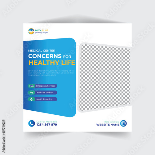 Healthcare marketing social media post template square banners or healthcare flyer 