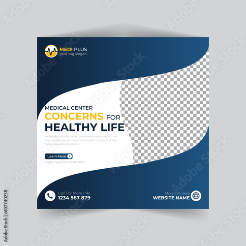 Healthcare marketing social media post template square banners or healthcare flyer 