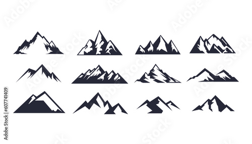 Mountain logo, Mountain expedition and rock climbing vector icons.