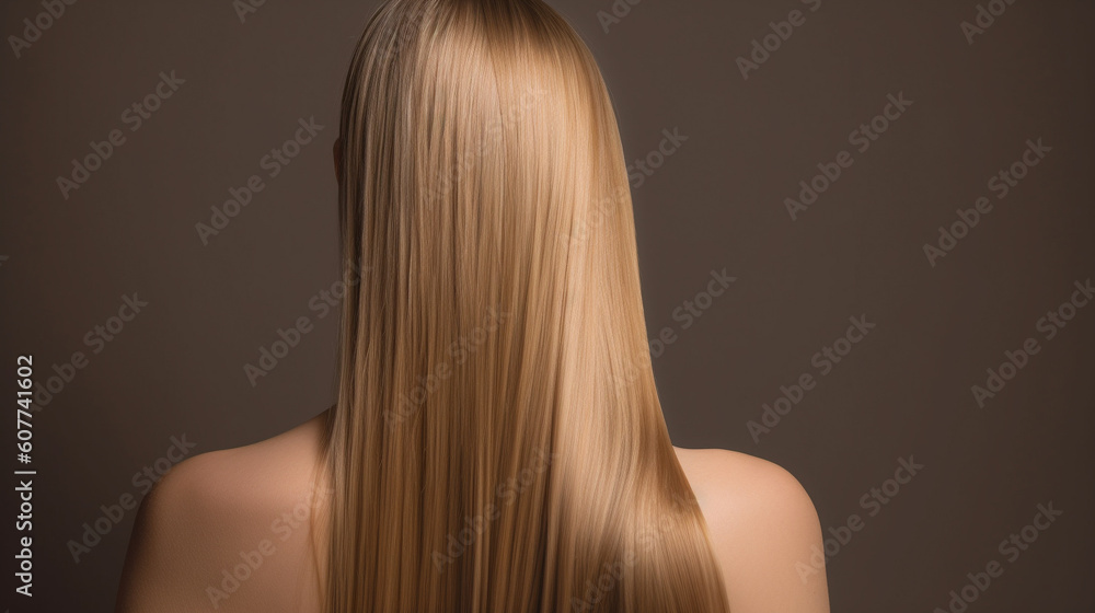 Female with straight, smooth and shiny, silky hair. Generative AI Female with straight, smooth and shiny, silky hair. Generative AI