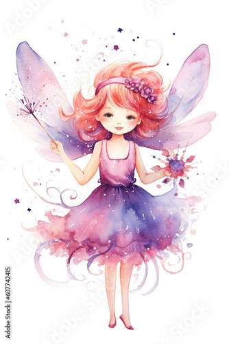 fairy watercolor clipart cute isolated on white background