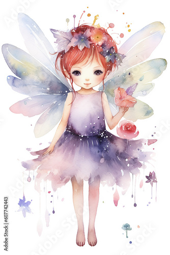 fairy watercolor clipart cute isolated on white background