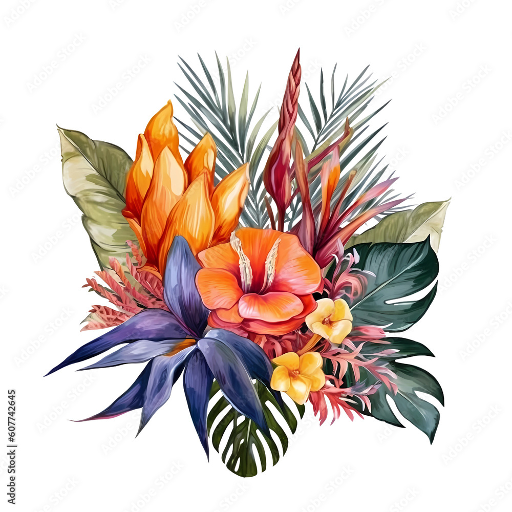 Exotic tropical flowers watercolor Exotic tropical flowers watercolor
