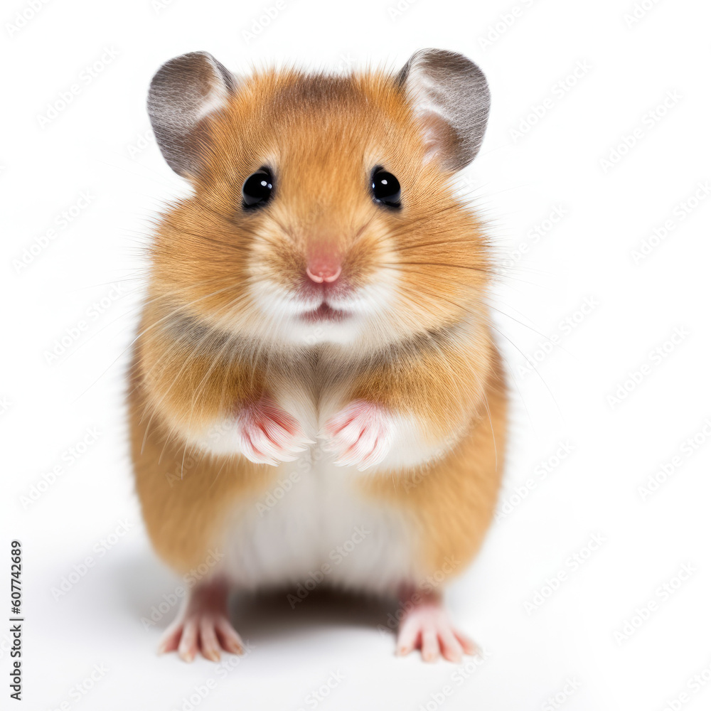 Cute baby hamster isolated on a white background. Generative AI Cute baby hamster isolated on a white background. Generative AI
