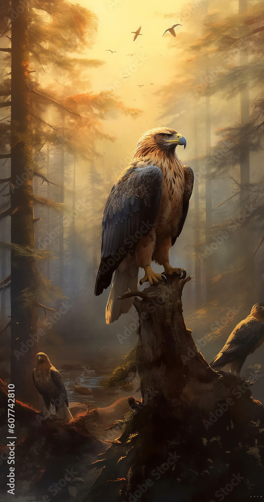 Fototapeta premium Birds of prey in the forest