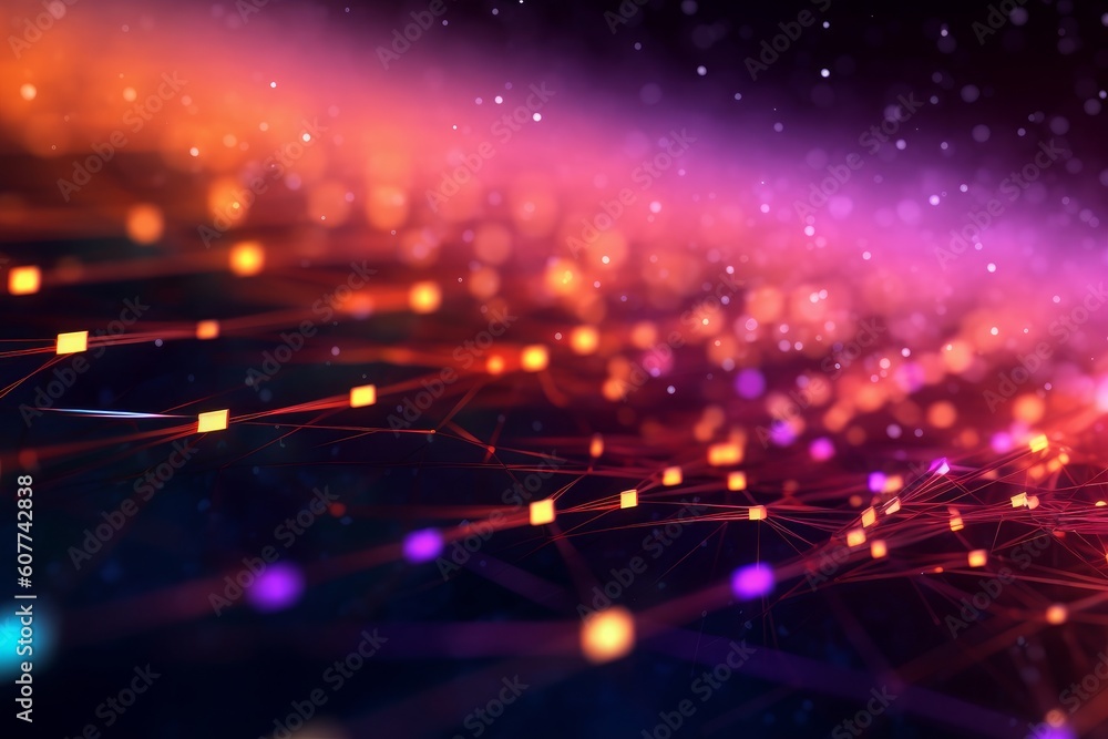 Network connection fiber optic , Abstract futuristic network lines background , Network technology abstract concept. Generative AI