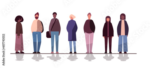 multiethnic people group mix race men women crowd standing together on white background diversity multiculturalism