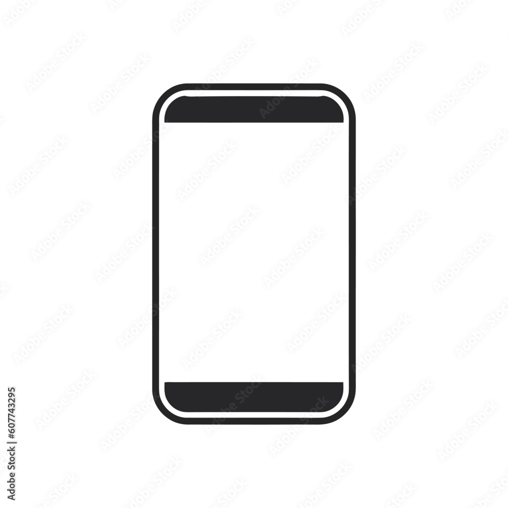 Phone icon with blank white screen isolated on white background. Vector illustration Phone icon with blank white screen isolated on white background. Vector illustration