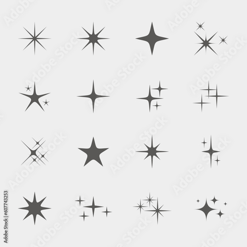 set of flat sparkling star illustration vector