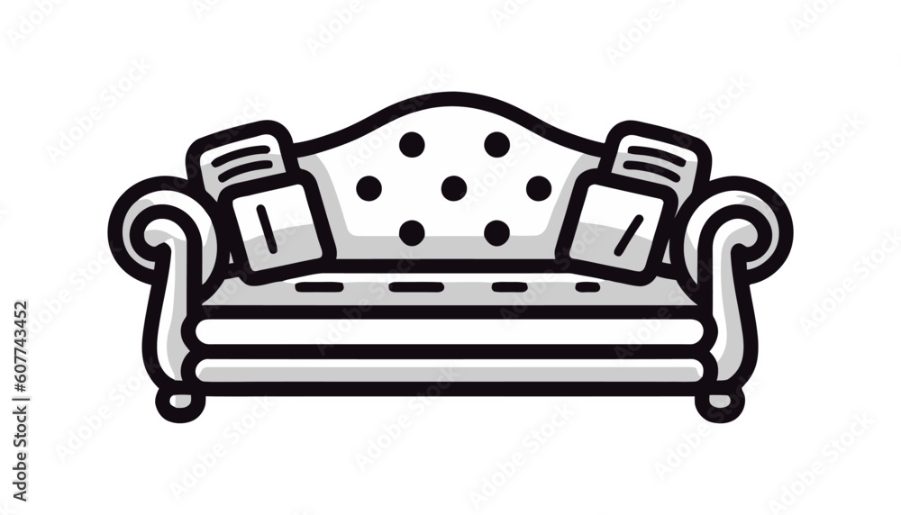 Sofa icon, linear style sign on white background. Vector illustration Sofa icon, linear style sign on white background. Vector illustration