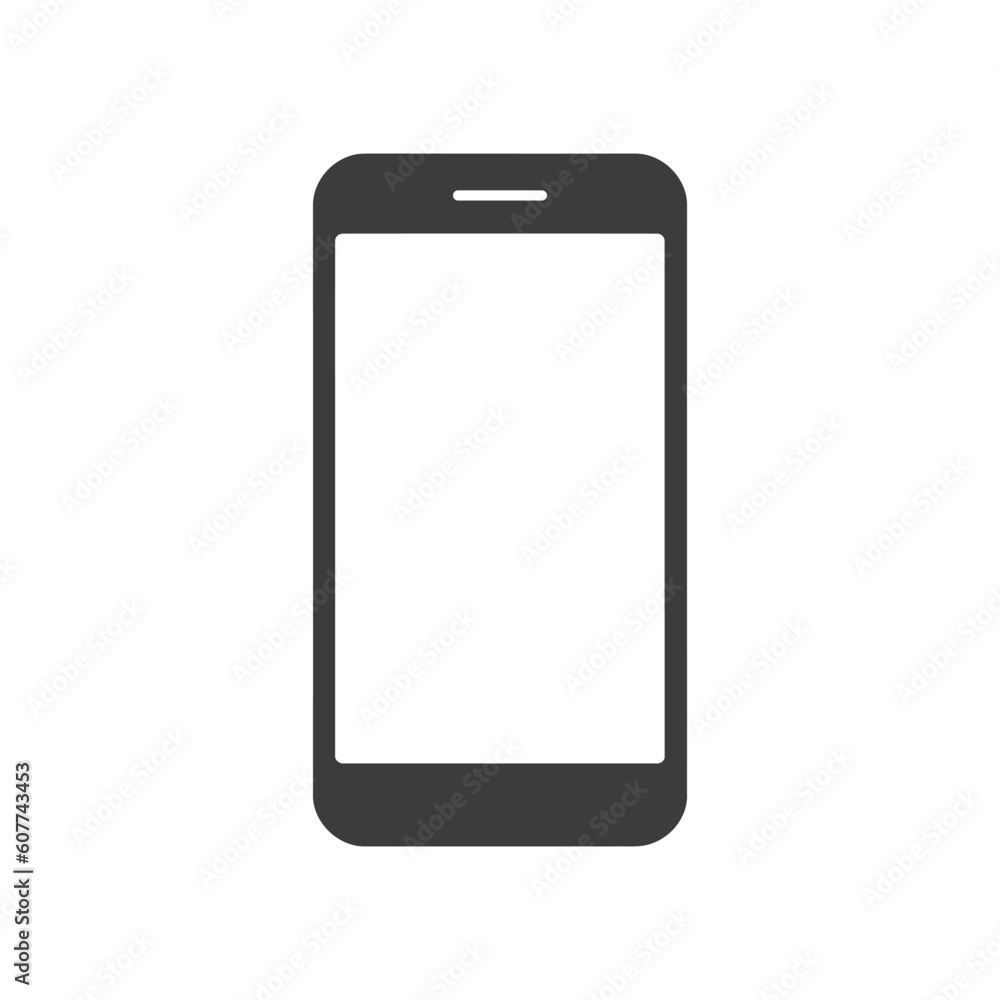 Phone icon with blank white screen isolated on white background. Vector illustration Phone icon with blank white screen isolated on white background. Vector illustration