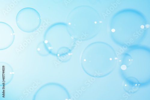 Beautiful Transparent Blue Soap Bubbles. Abstract Background. Celebration Festive Backdrop. Freshness Soap Suds Bubbles Water 