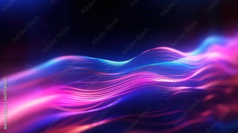 Abstract Futuristic Background with pink blue glowing neon moving high-speed wave lines and bokeh light, data transfer concept, Fancy wallpaper, AI generative Abstract Futuristic Background with pink blue glowing neon moving high-speed wave lines and bokeh light, data transfer concept, Fancy wallpaper, AI generative
