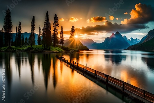 sunrise over lake