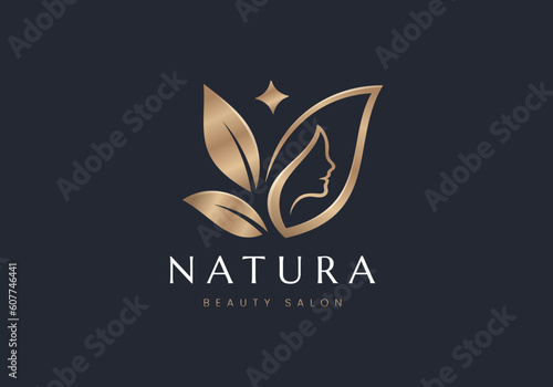 natural beauty salon feminine logo design