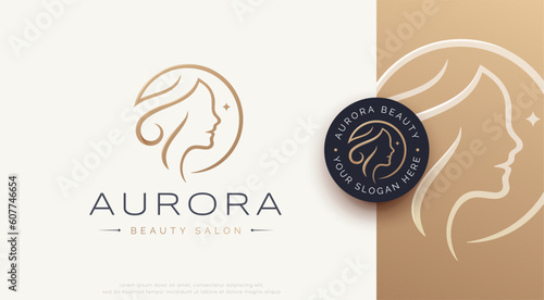 beauty salon hair and cosmetic logo design